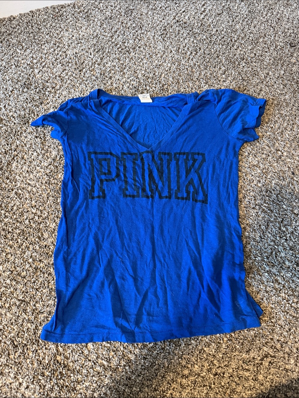 PINK Victoria's Secret V‑Neck Logo Tee in Royal Blue